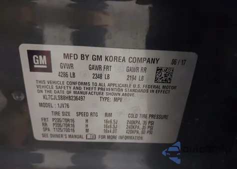 2017 Chevrolet Trax Lt from USA, damaged, VIN KL7CJLSB8HB236497